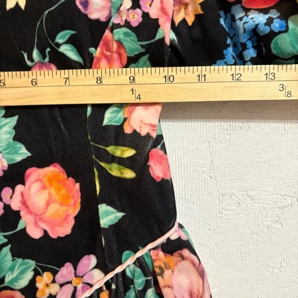 VTG Amy Byer Colorful Floral Puff Sleeve Fit and Flare Dress Velvet Sz 8 Girls - Picture 5 of 11